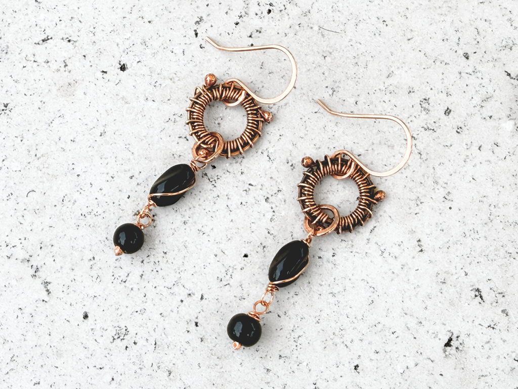 Black Glass Mandala Dangles