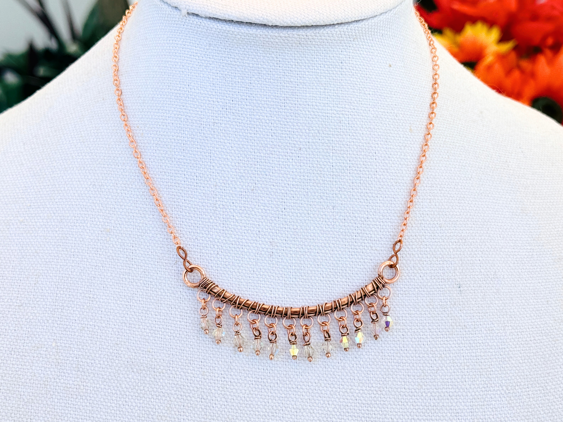 Crystal Fringe Bar Necklace