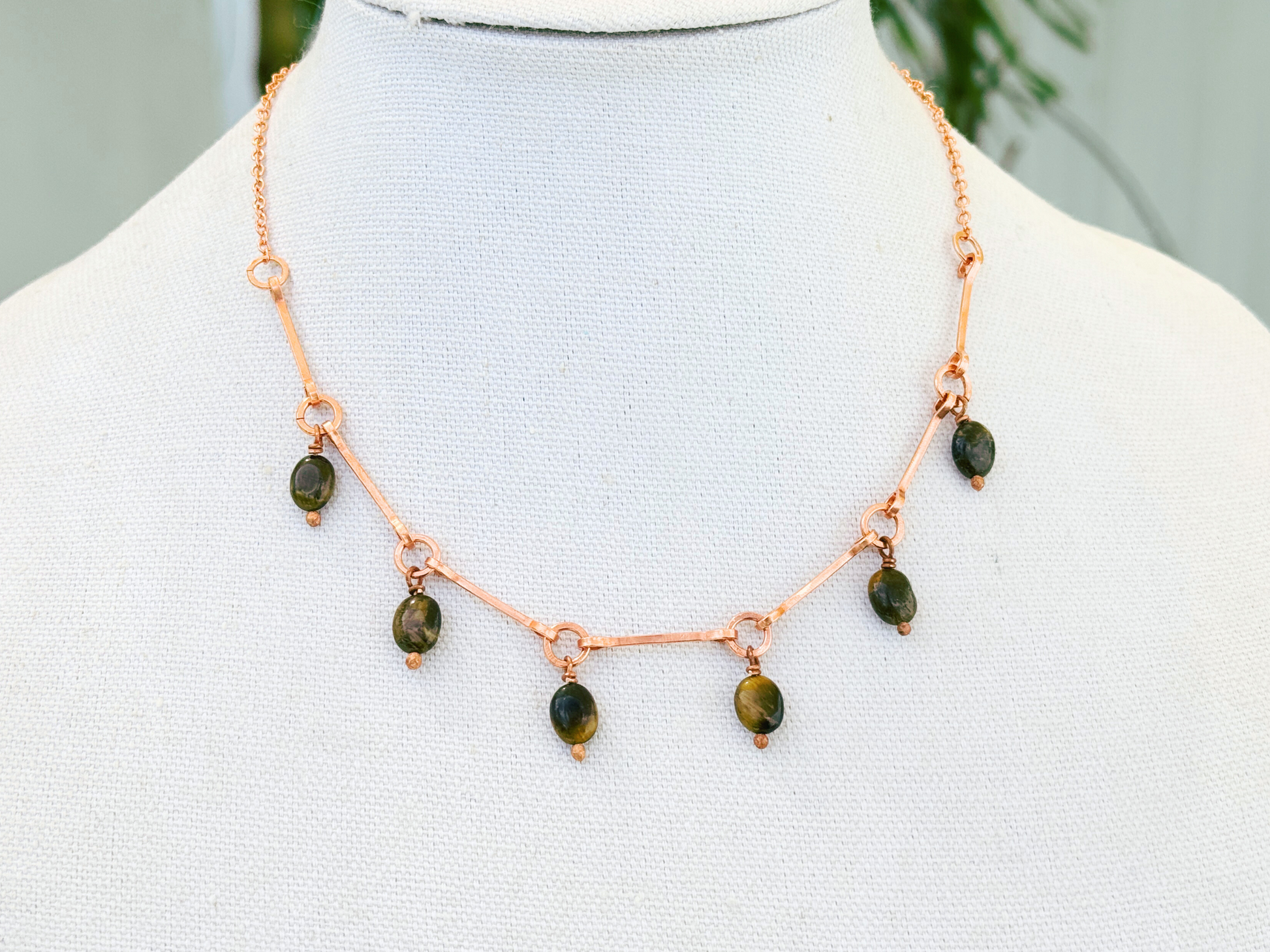 Tiger Eye Drops Charm Necklace