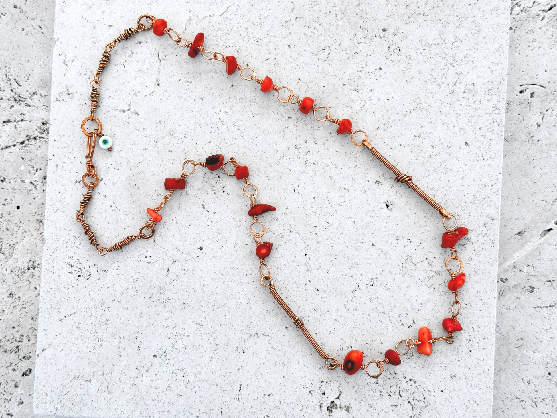 Coral Evil Eye Choker