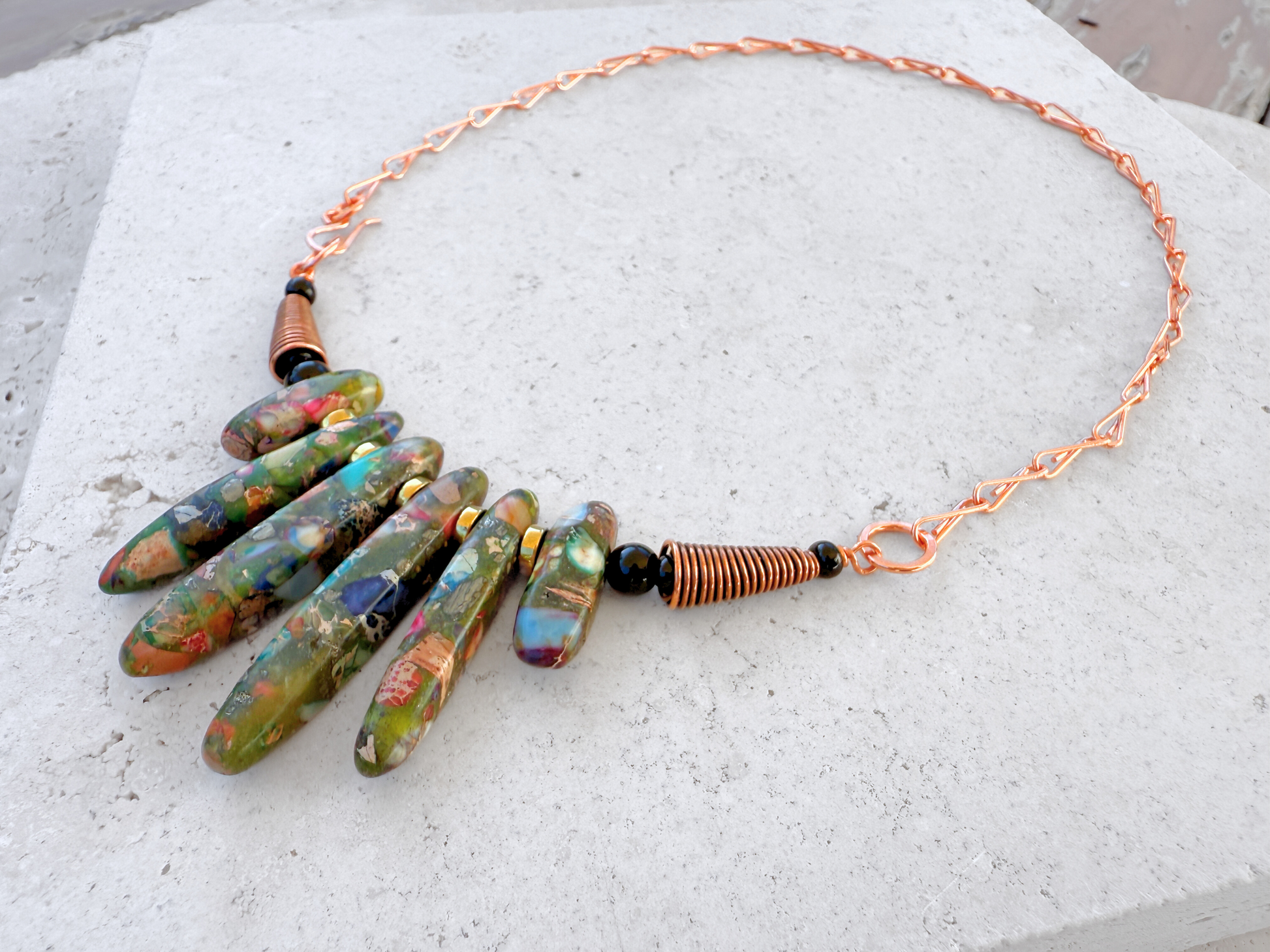 Mosaic Stone Bib Necklace