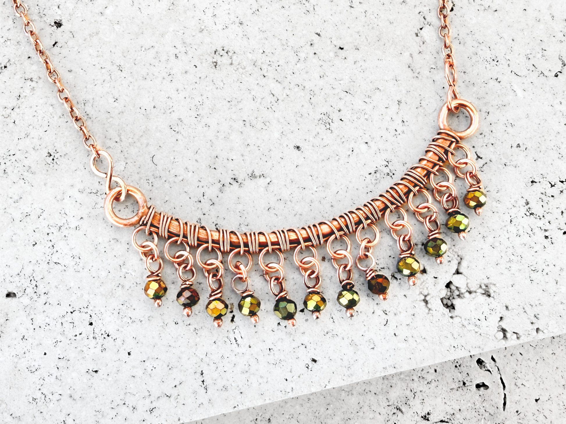 Black Crystal Fringe Bar Necklace