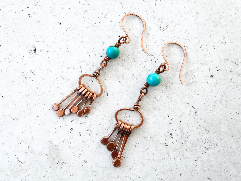 Turquoise Hammered Earrings