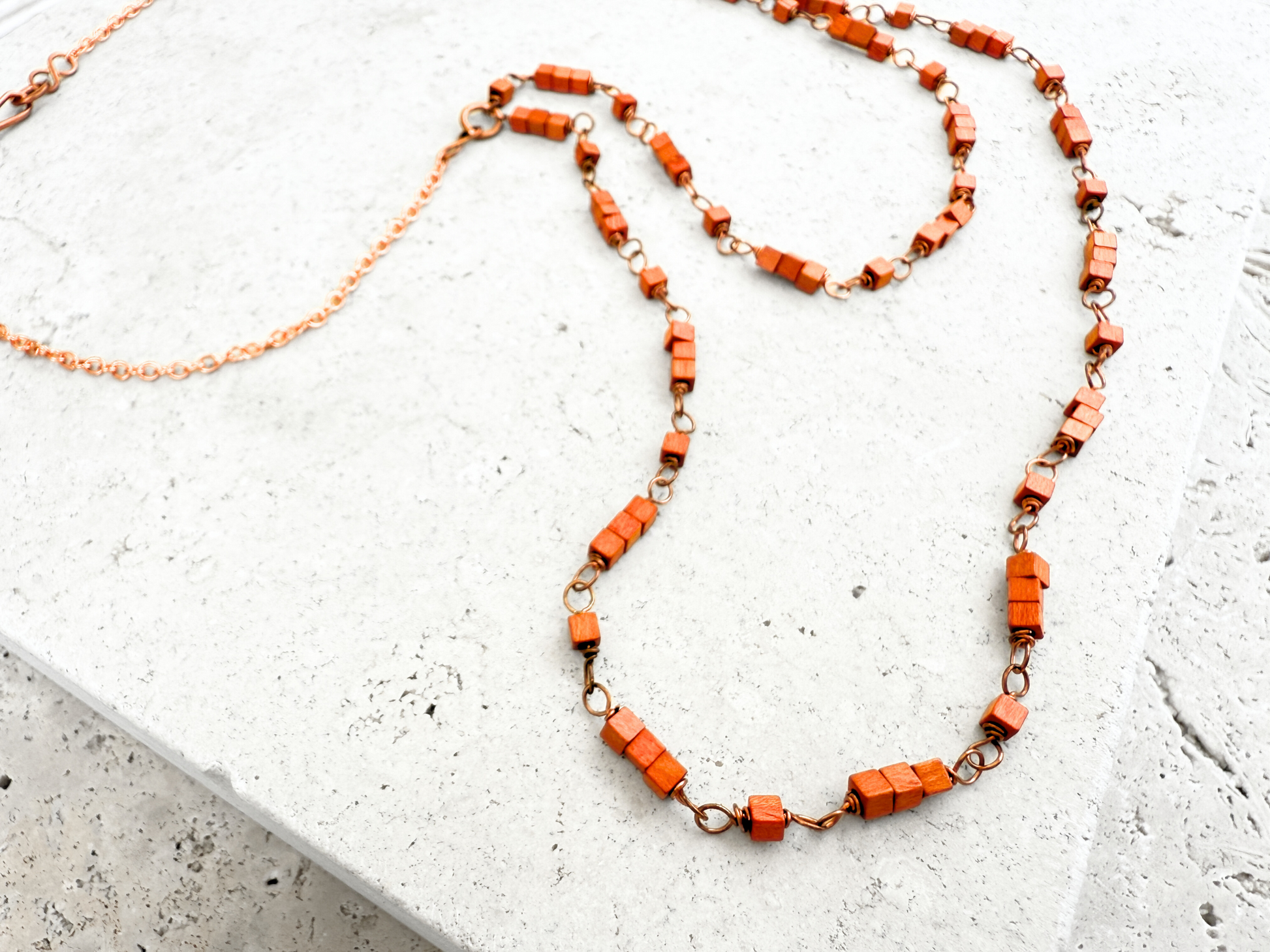 Multistrand Orange Cube Necklace