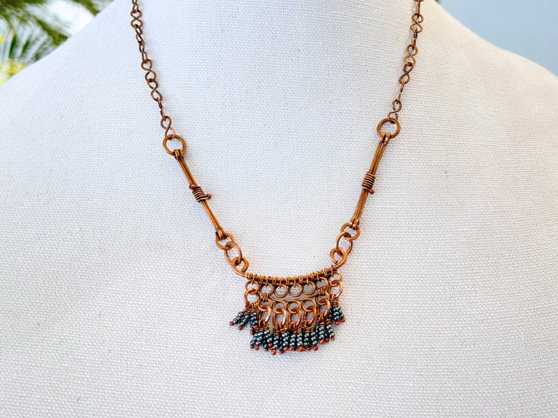 Grey Bone Fringe Necklace