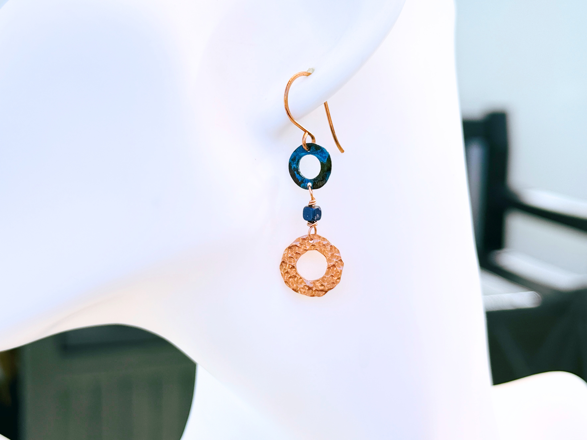 Verdigris Hammered Duo Dangles