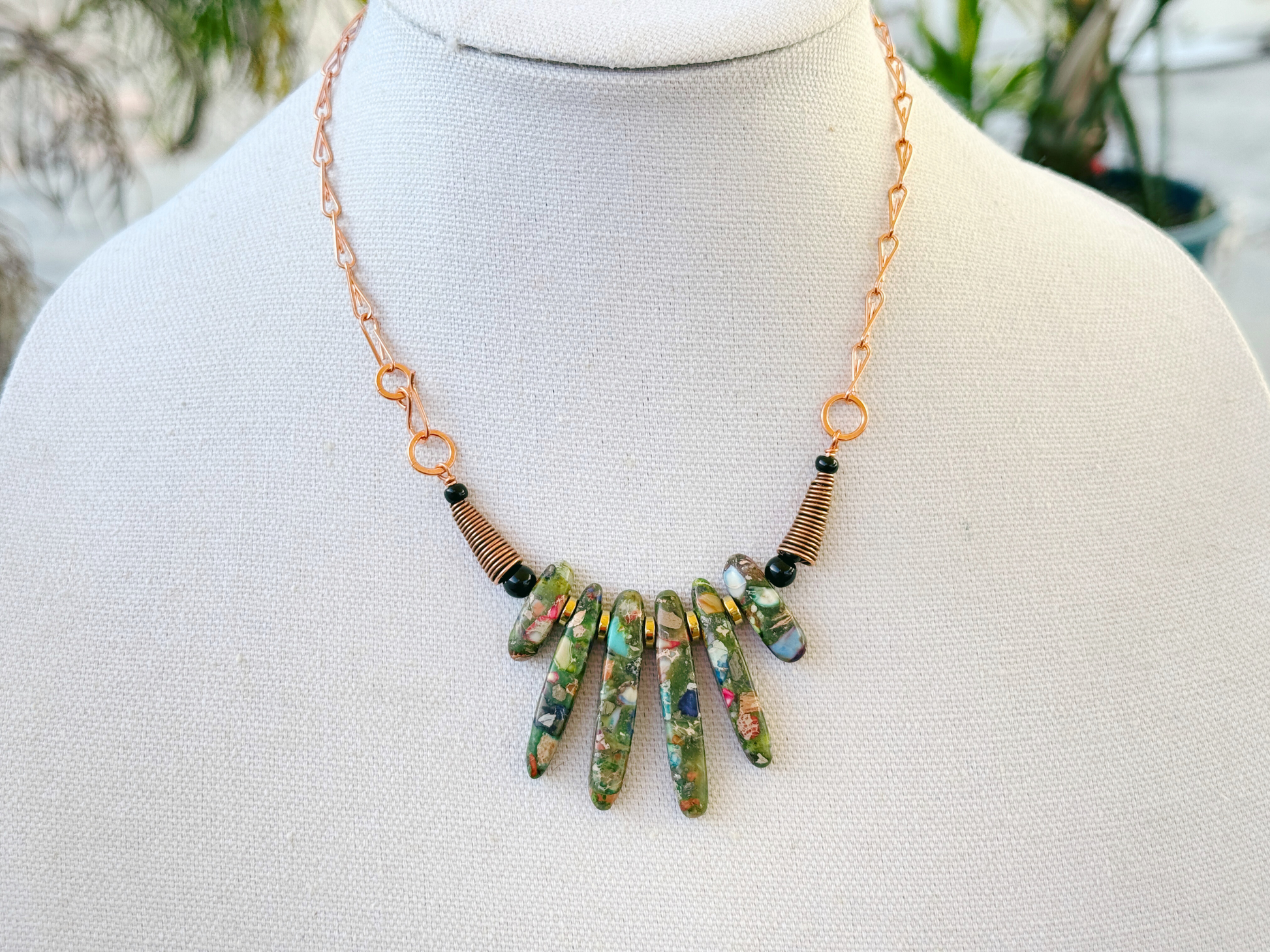 Mosaic Stone Bib Necklace