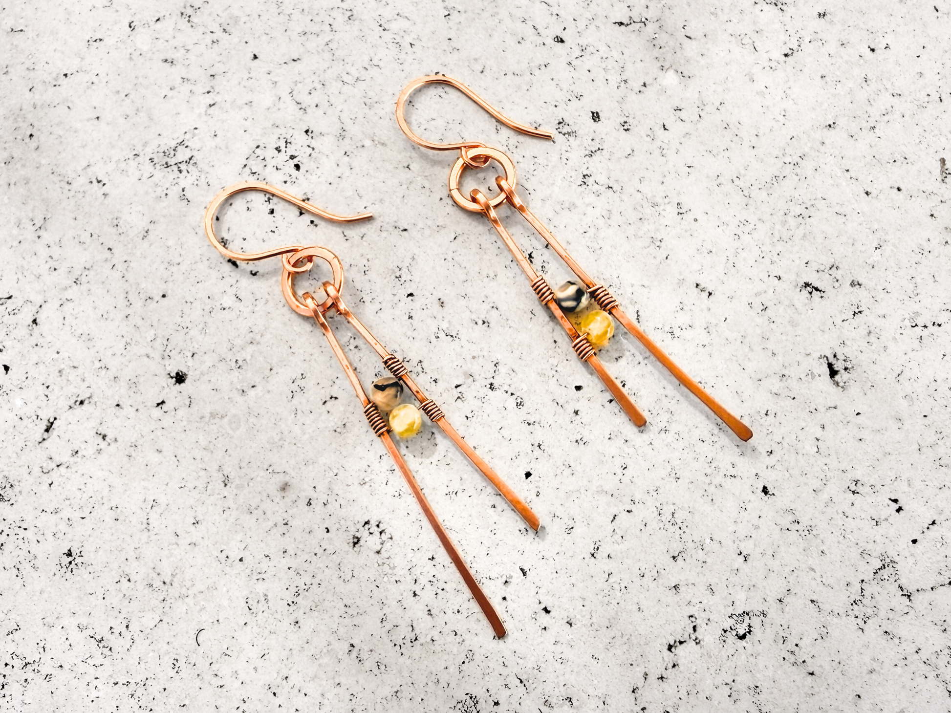 Yellow Agate Prong Earrings