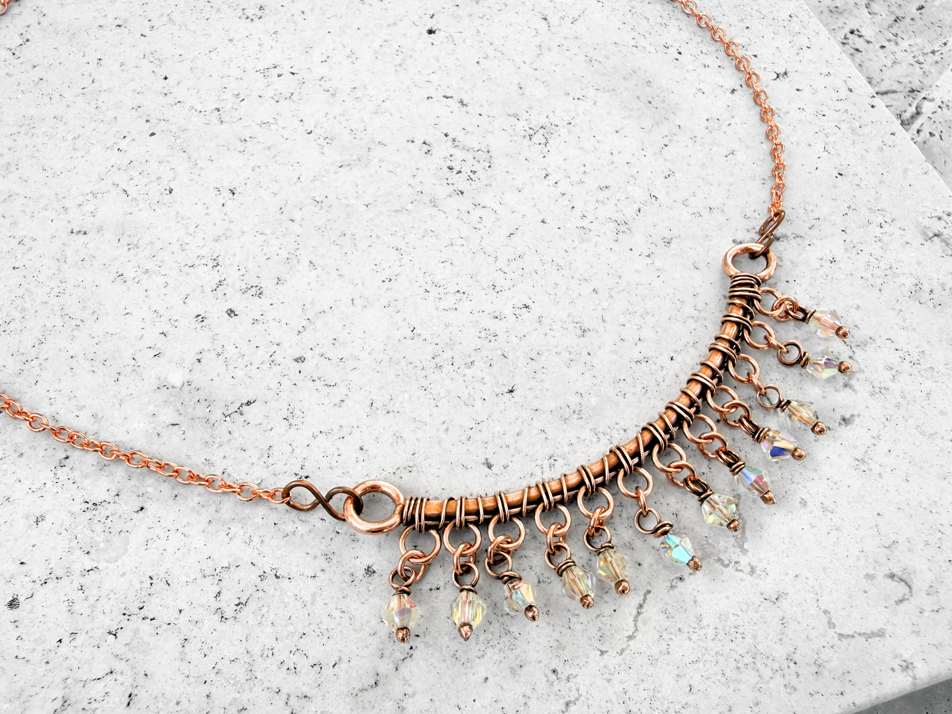 Crystal Fringe Bar Necklace
