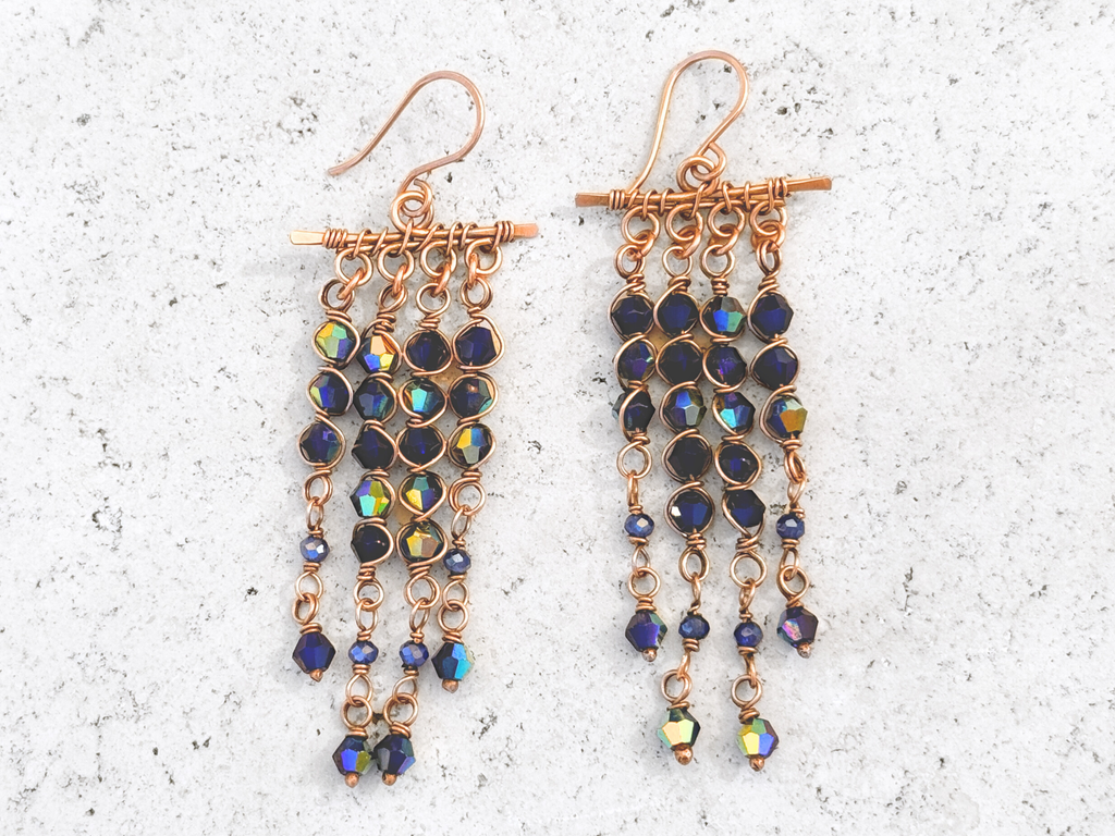 Blue Crystal Chandelier Earrings
