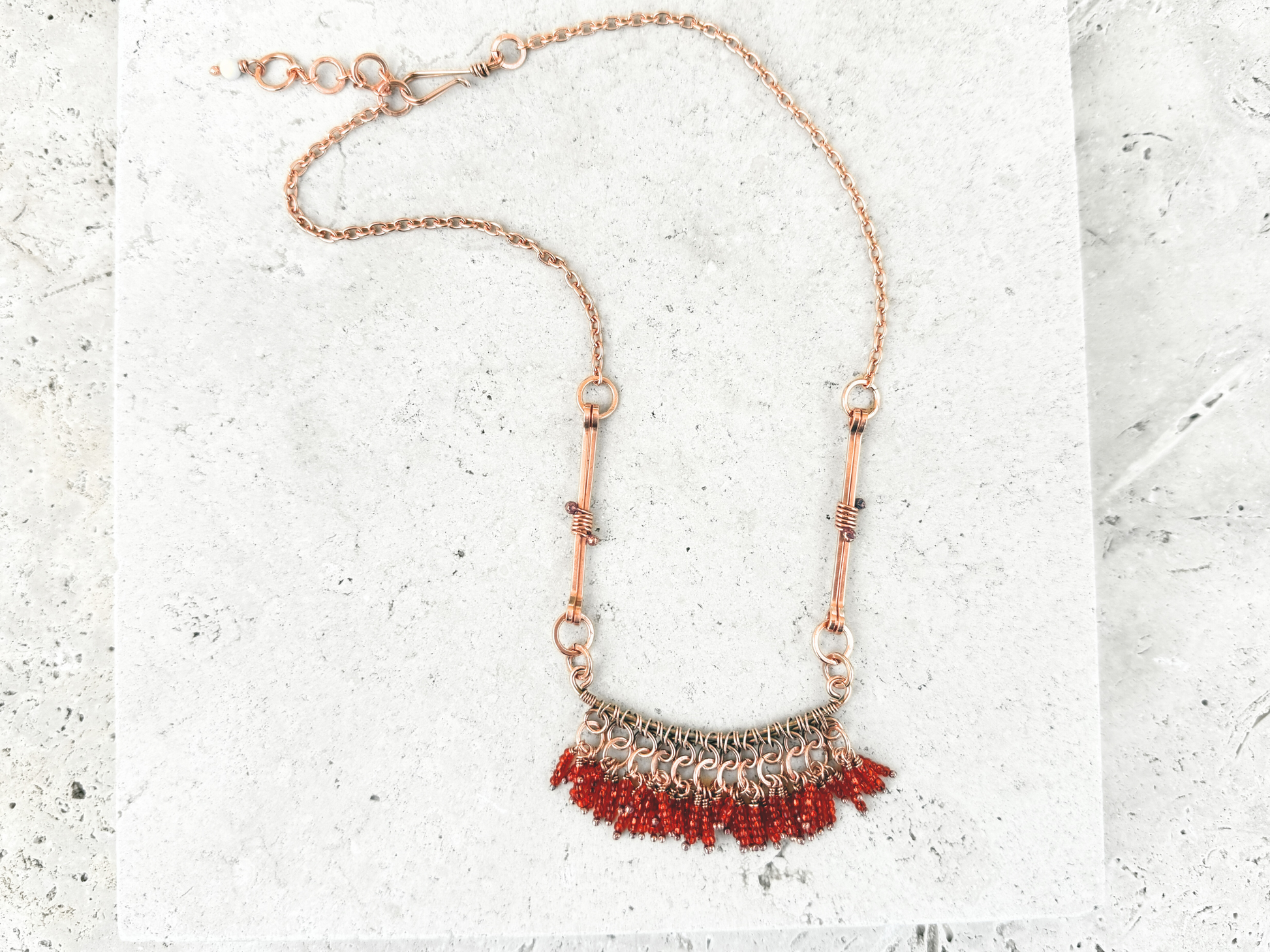 Orange Bone Fringe Necklace