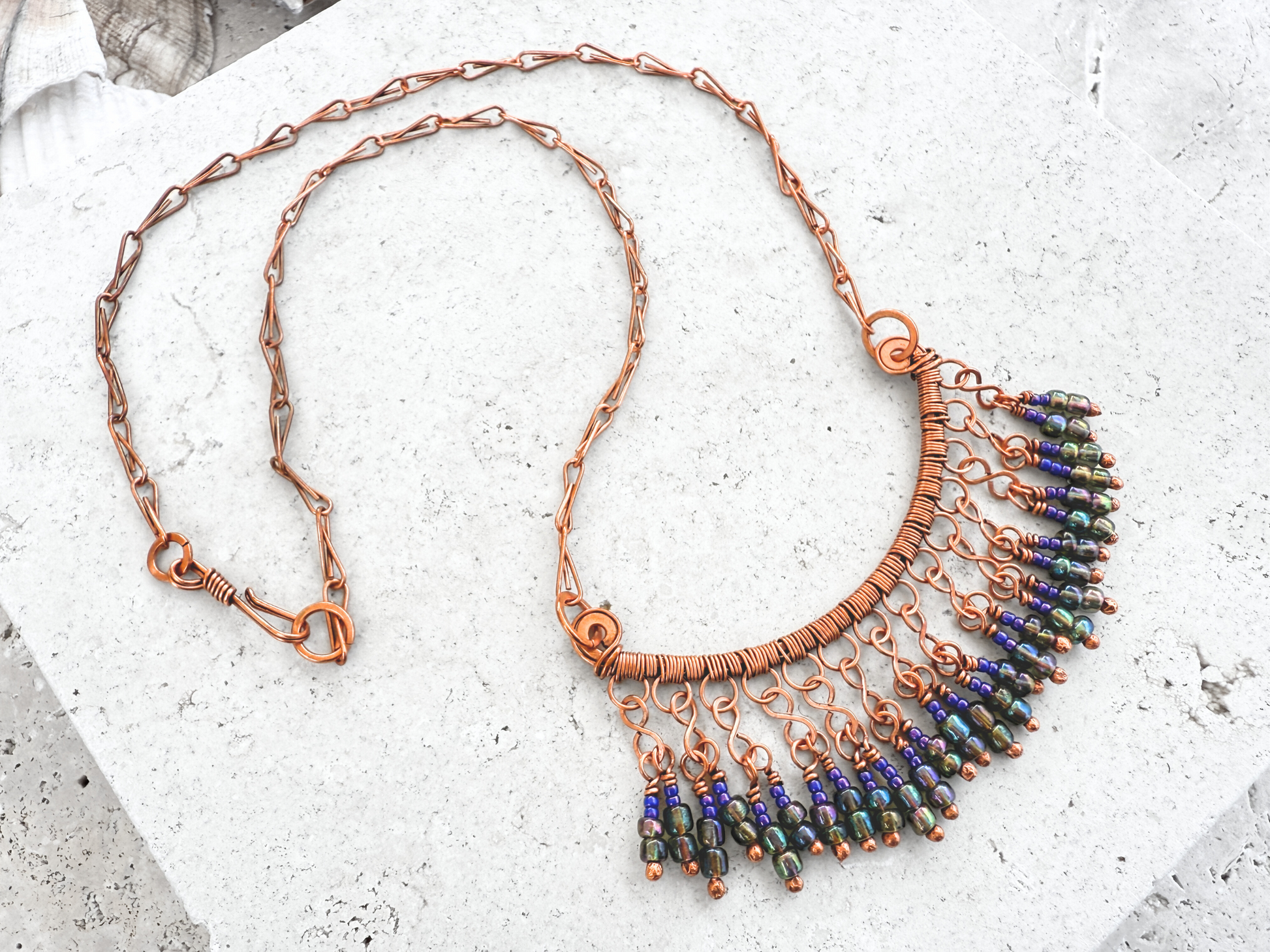 Peacock Fringe Necklace