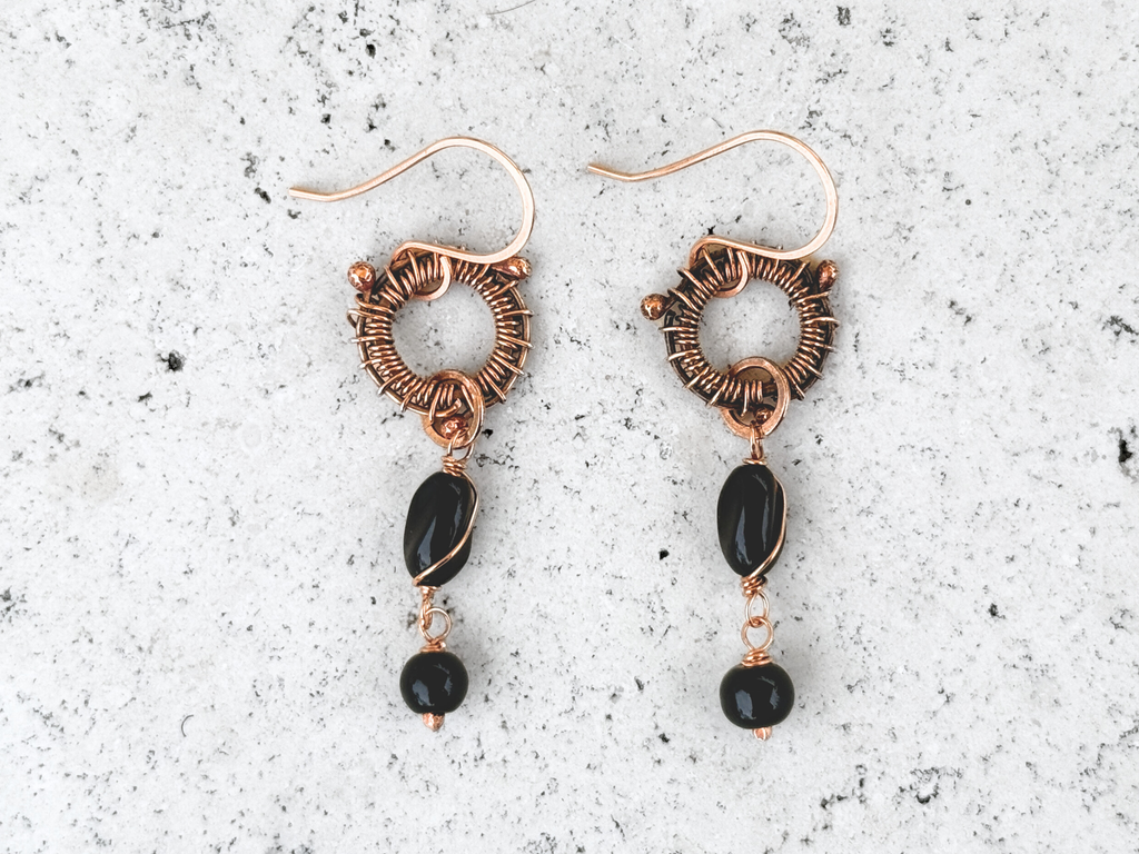 Black Glass Mandala Dangles