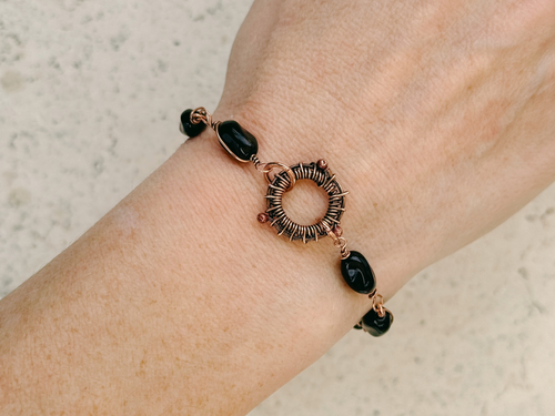 Black Glass Mandala Bracelet