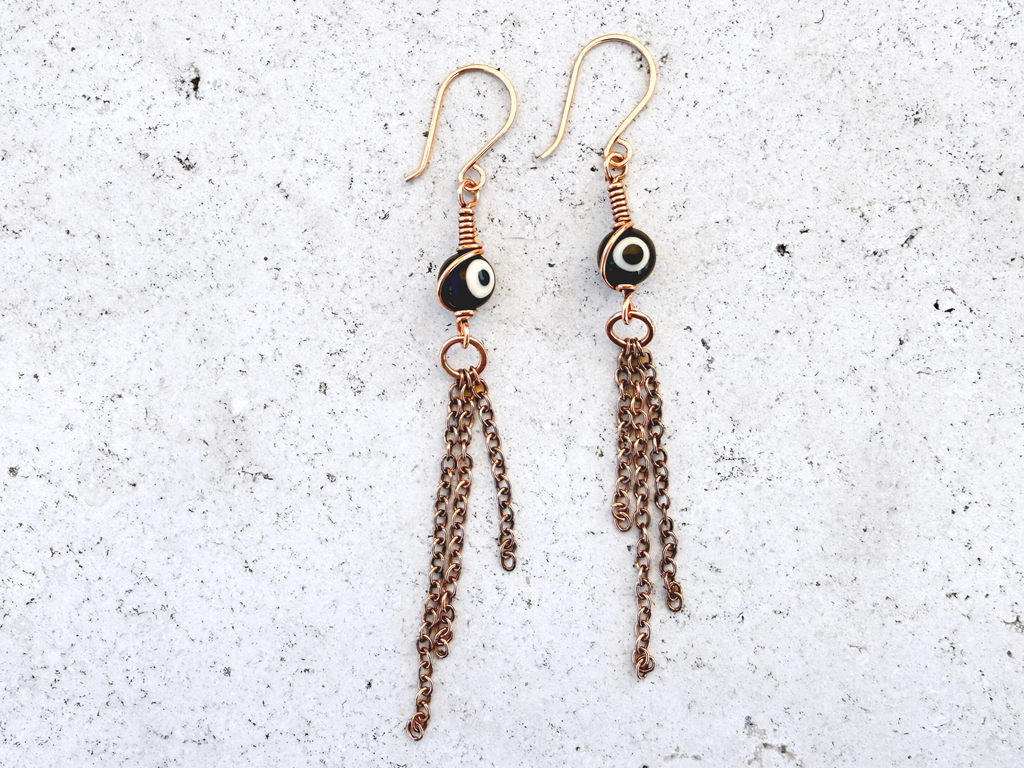 Evil Eye Fringe Earrings