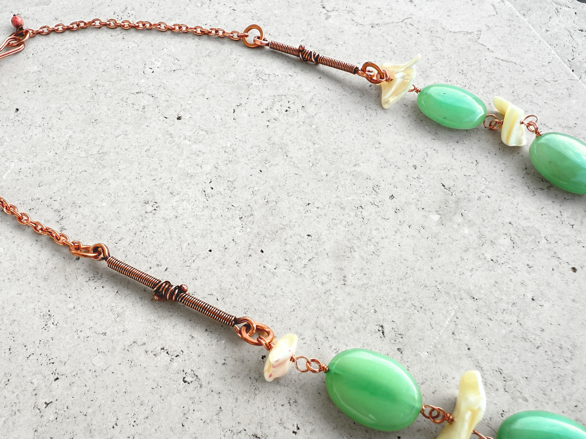 Green Quartz and Abalone Necklace