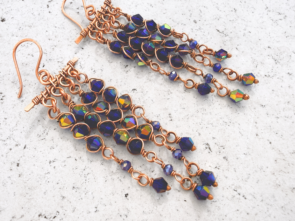 Blue Crystal Chandelier Earrings