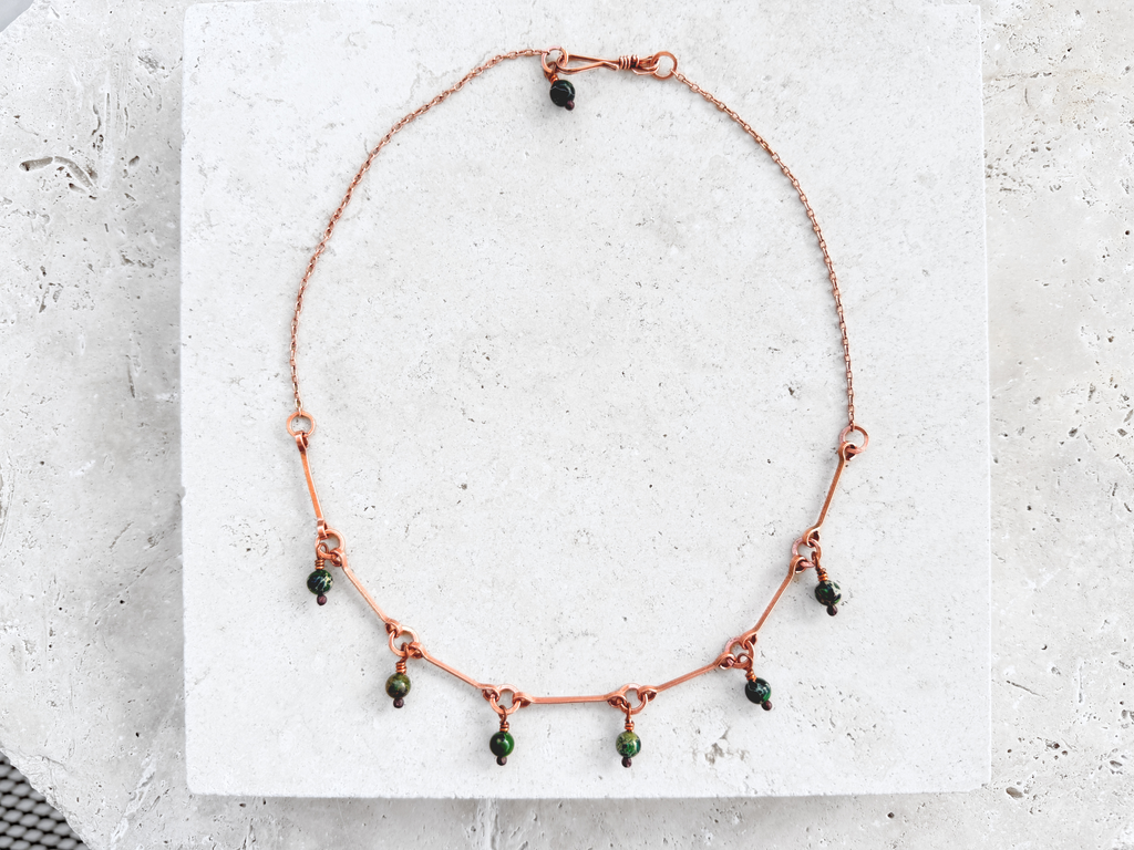 Green Drops Charm Necklace