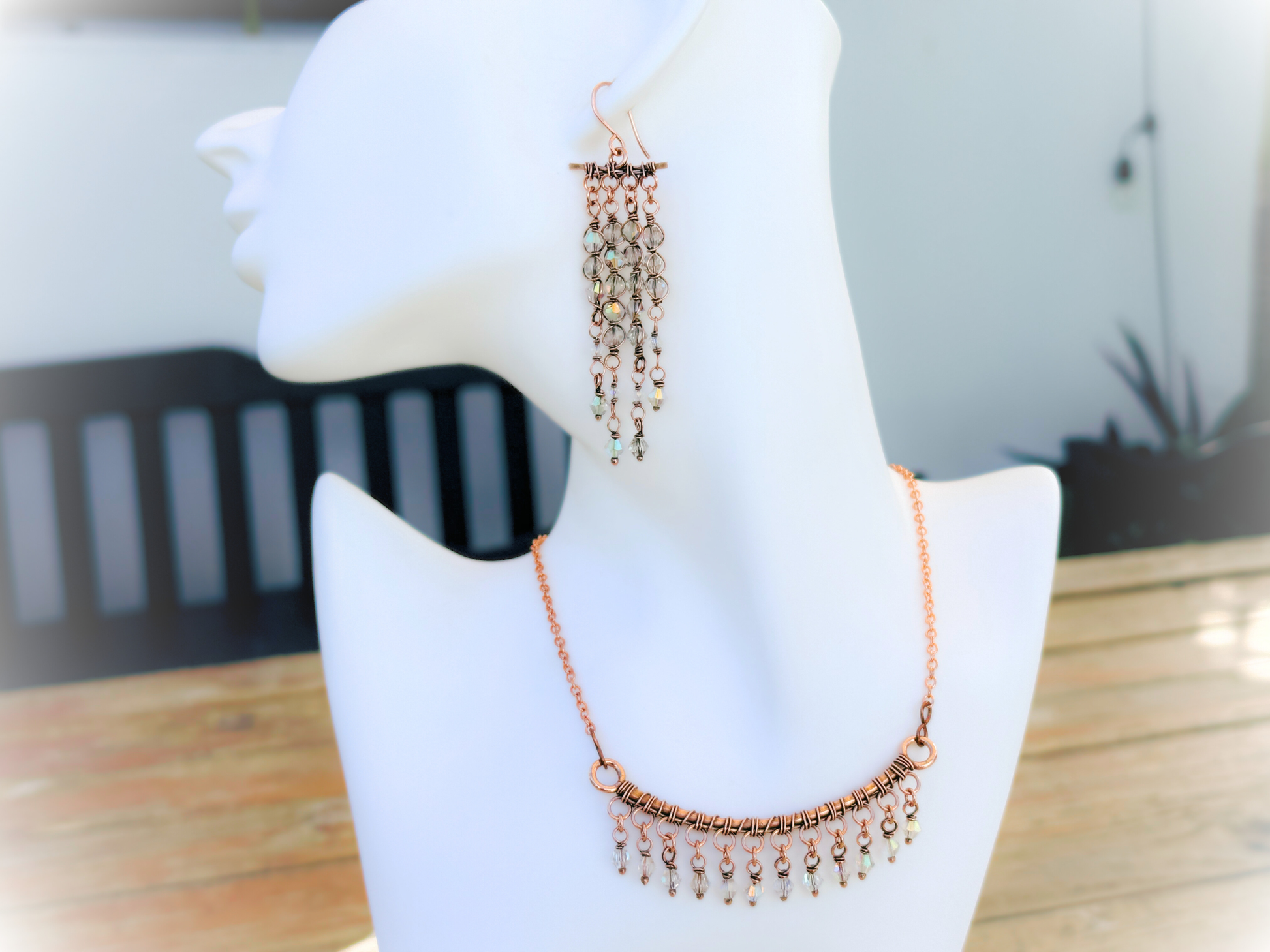 Crystal Fringe Bar Necklace