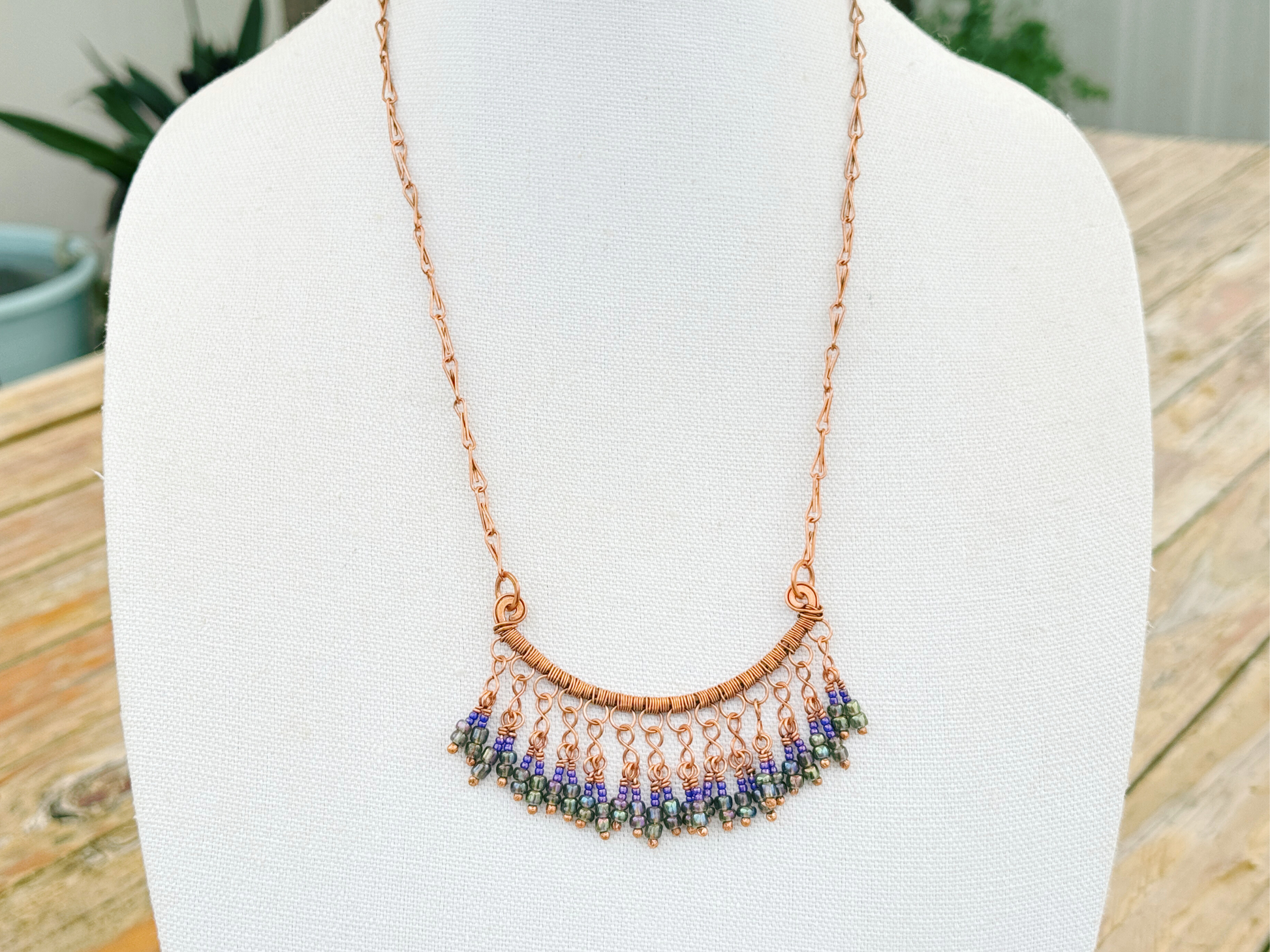 Peacock Fringe Necklace
