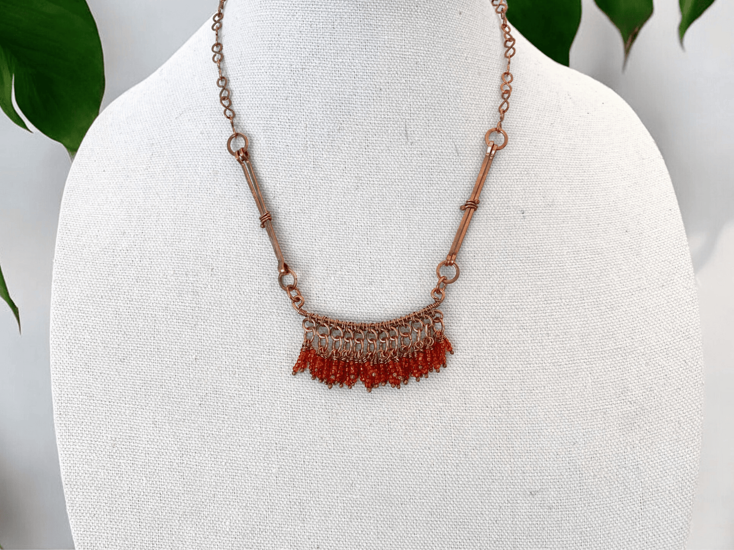 Orange Bone Fringe Necklace