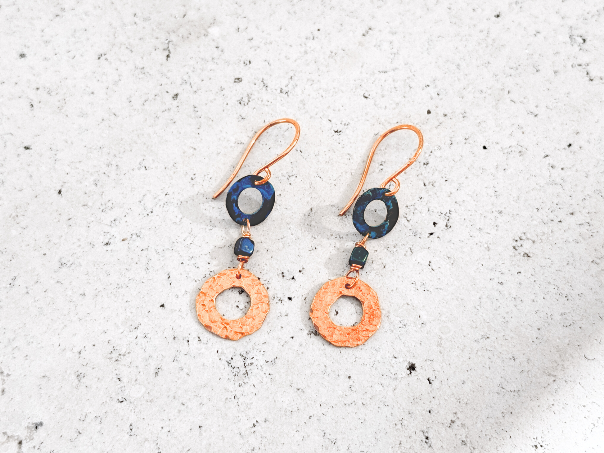 Verdigris Hammered Duo Dangles