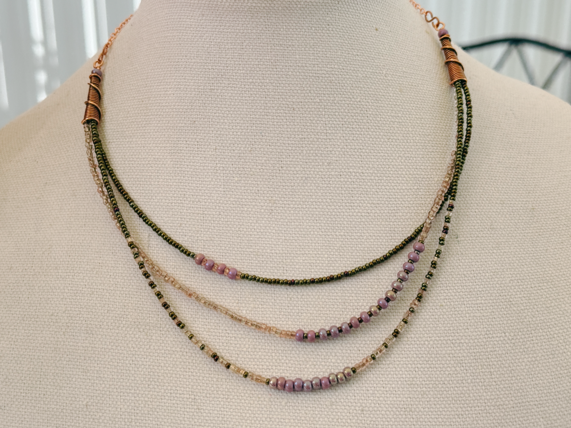 Purple Multi Strand Beaded Necklace
