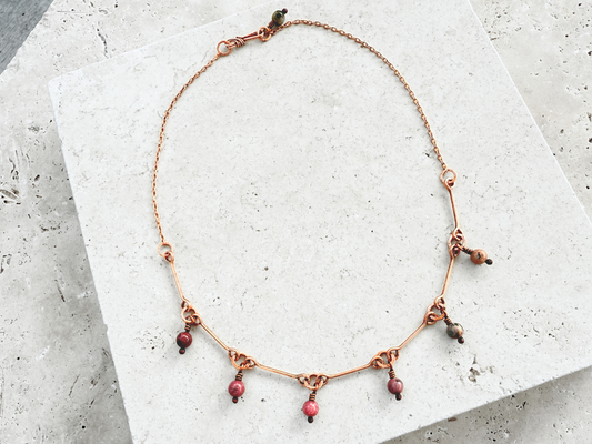 Mauve Drops Charm Necklace