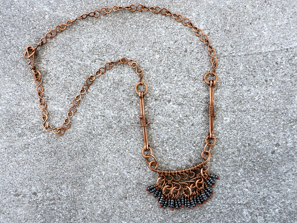 Grey Bone Fringe Necklace