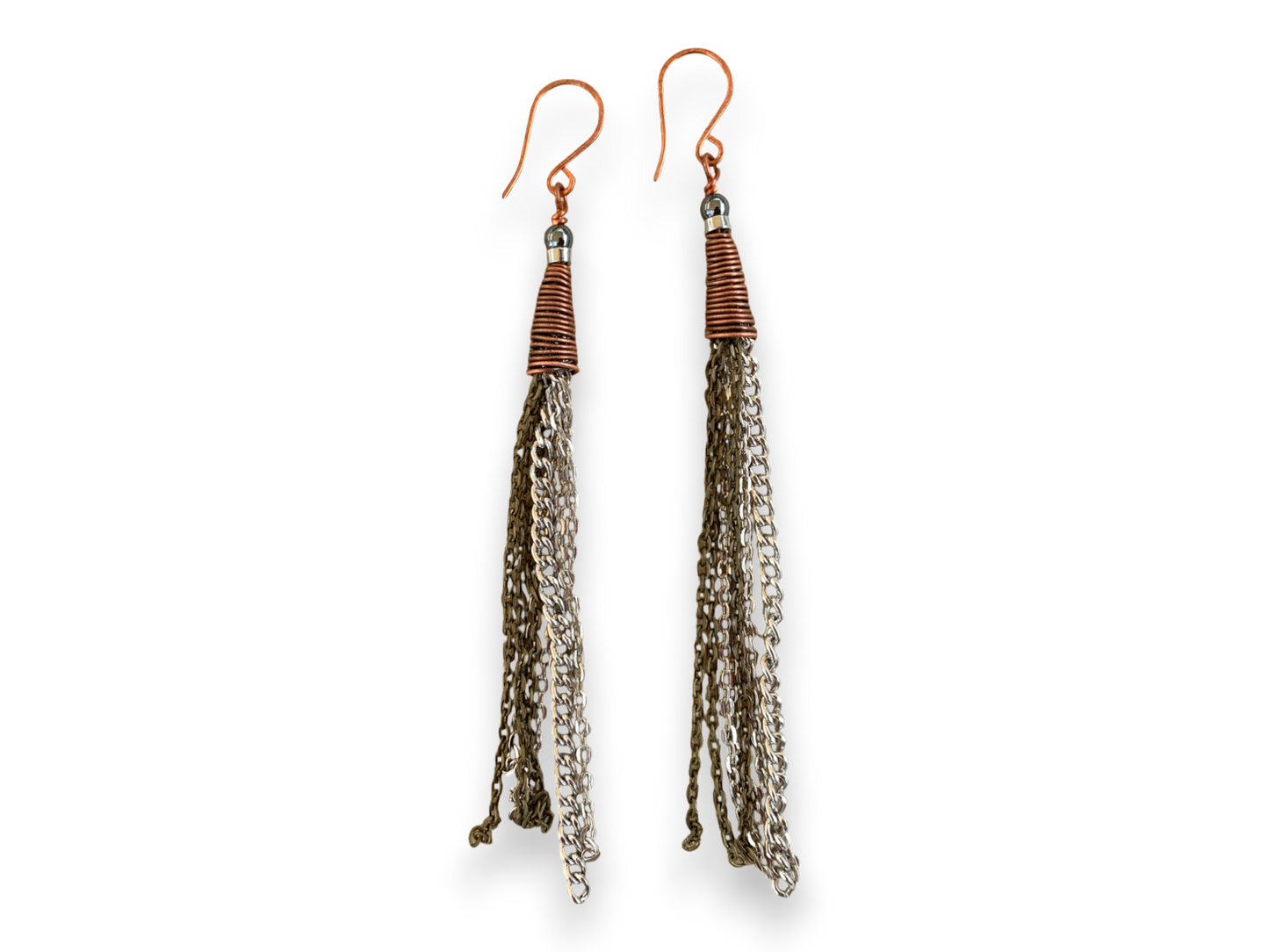 Mixed Metal Chain Fringe Earrings