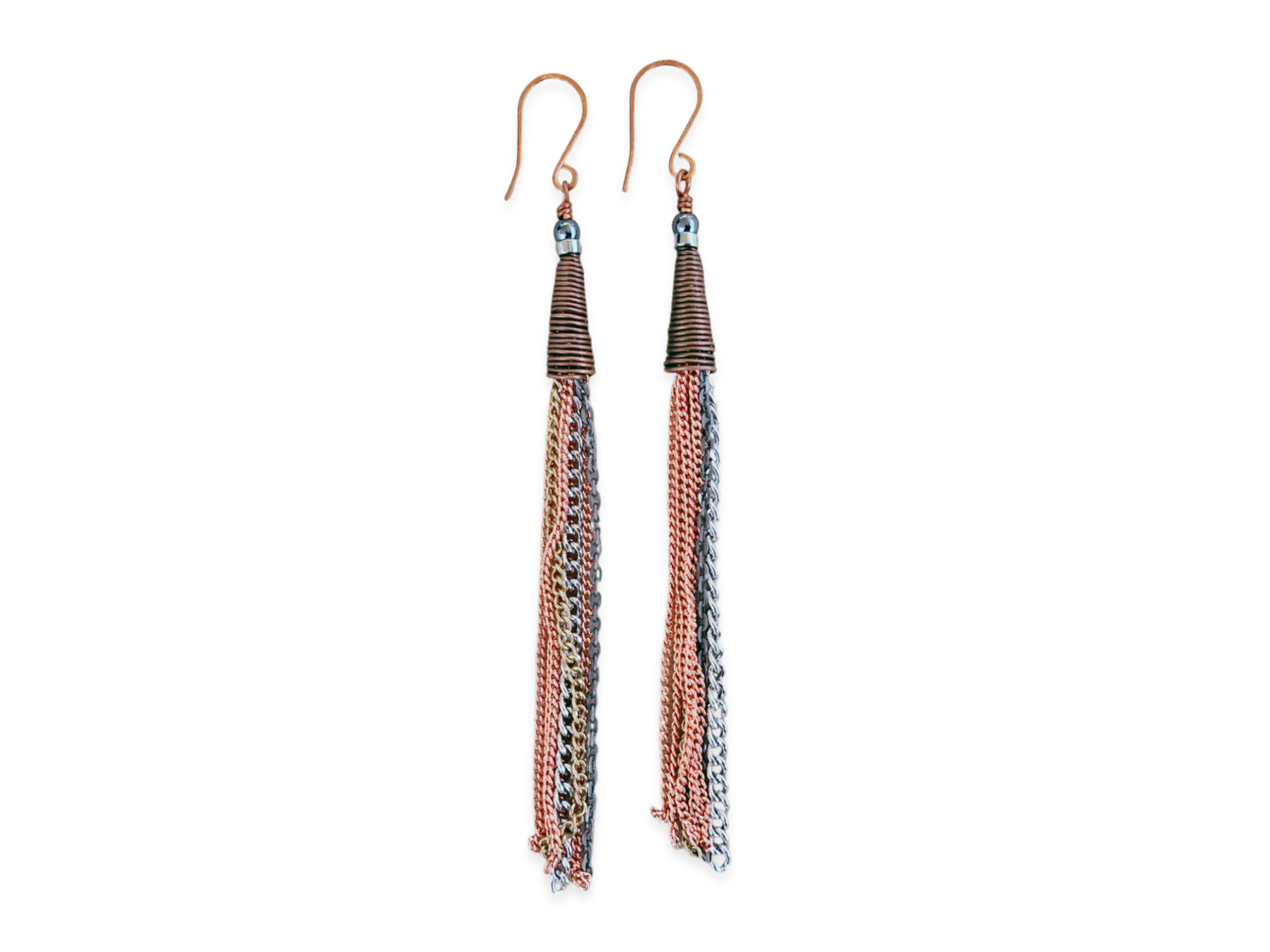 Mixed Metal Chain Fringe Earrings