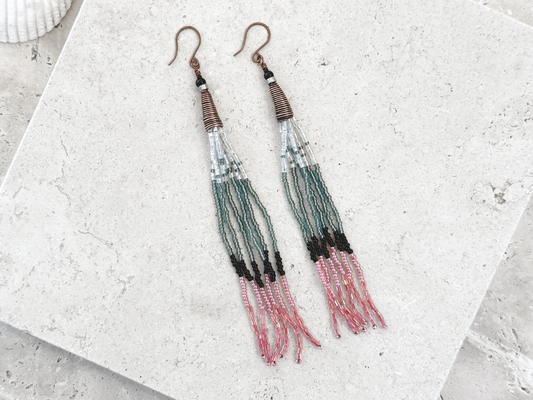Big Flamingo Beaded Earrings