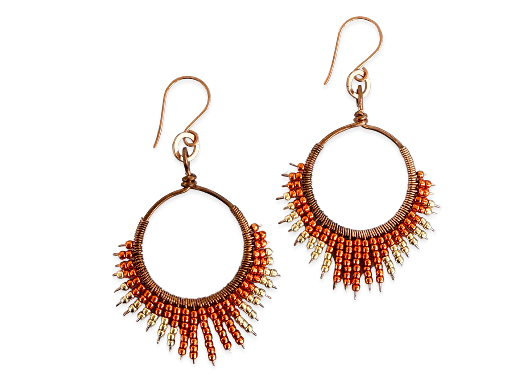 Tangerine Beaded Earrings