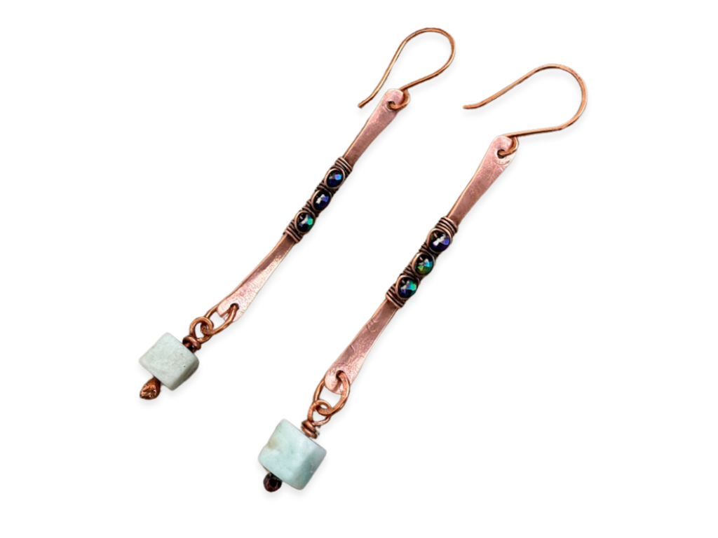 Amazonite Cube Earrings