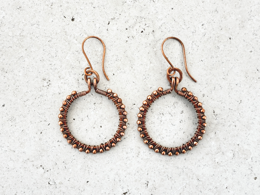 Copper Bead Hoops