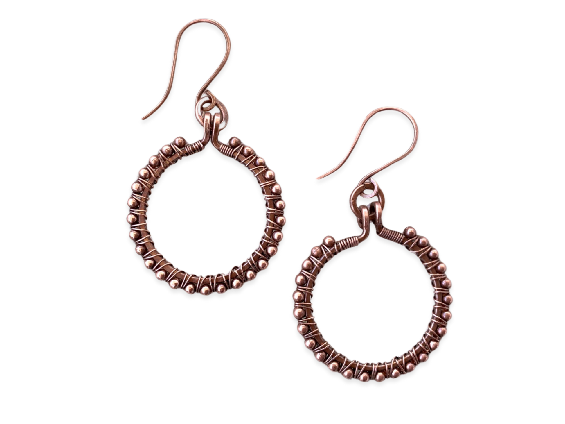 Copper Bead Hoops