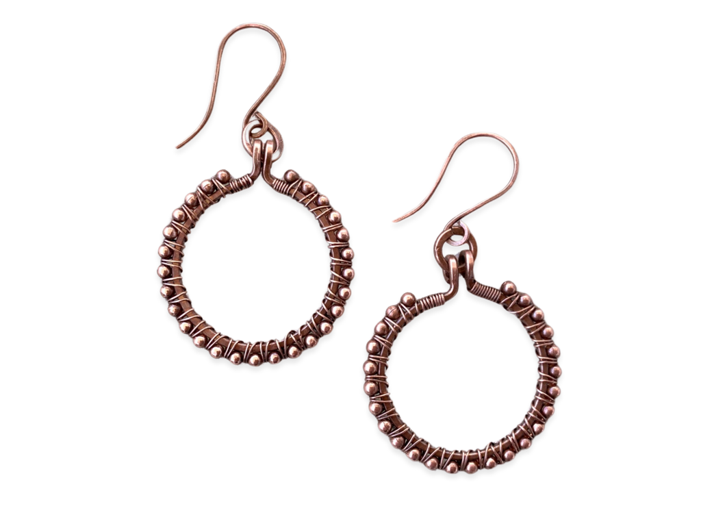 Copper Bead Hoops