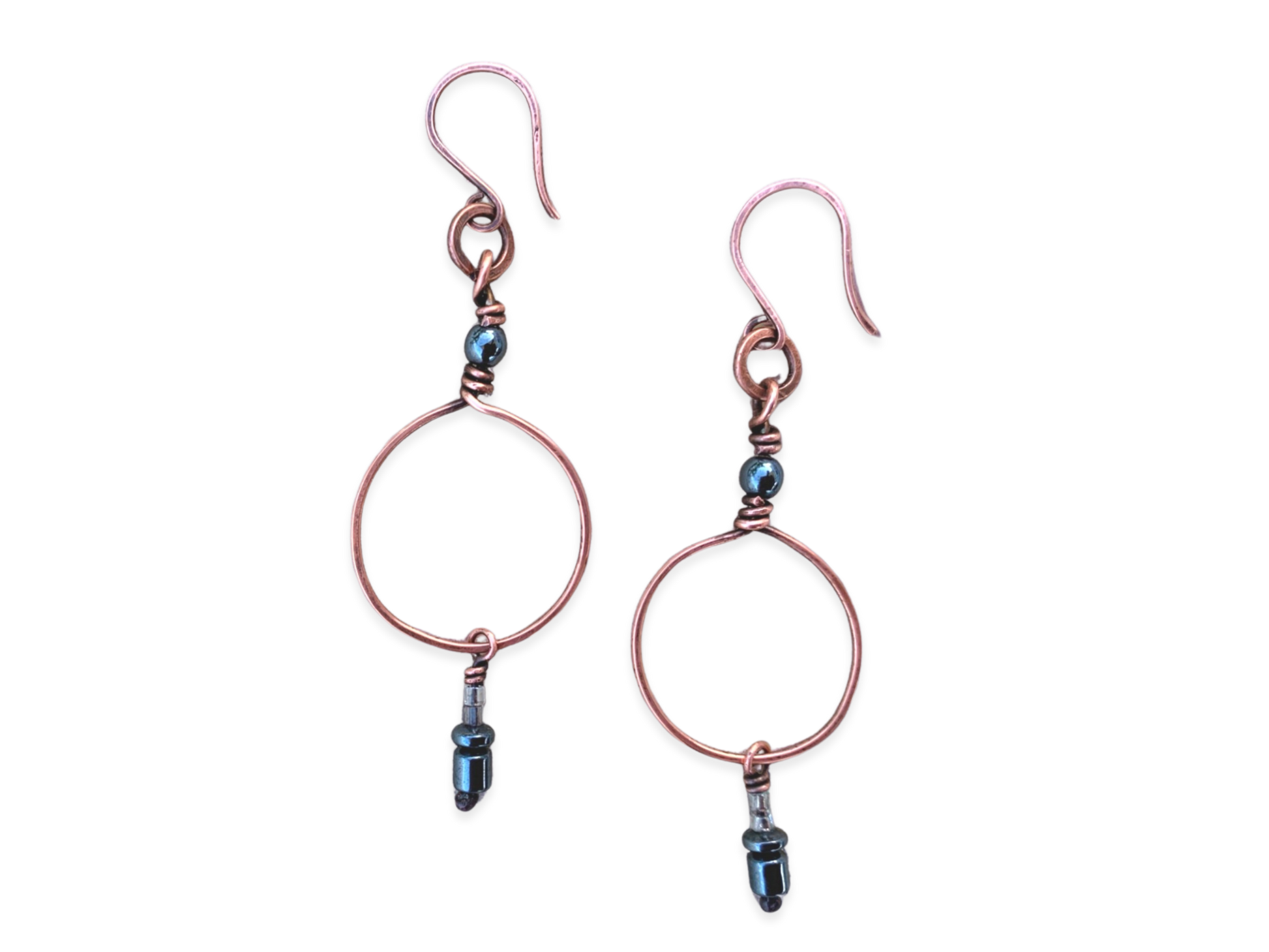Hematite Dangle Hoops