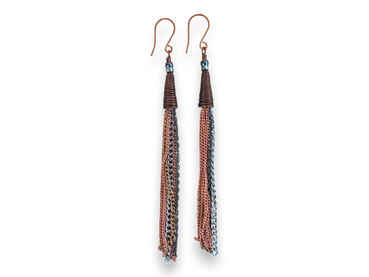 Mixed Metal Chain Fringe Earrings