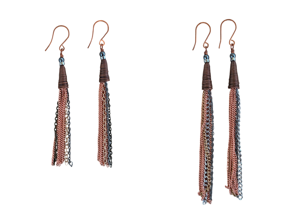 Mixed Metal Chain Fringe Earrings