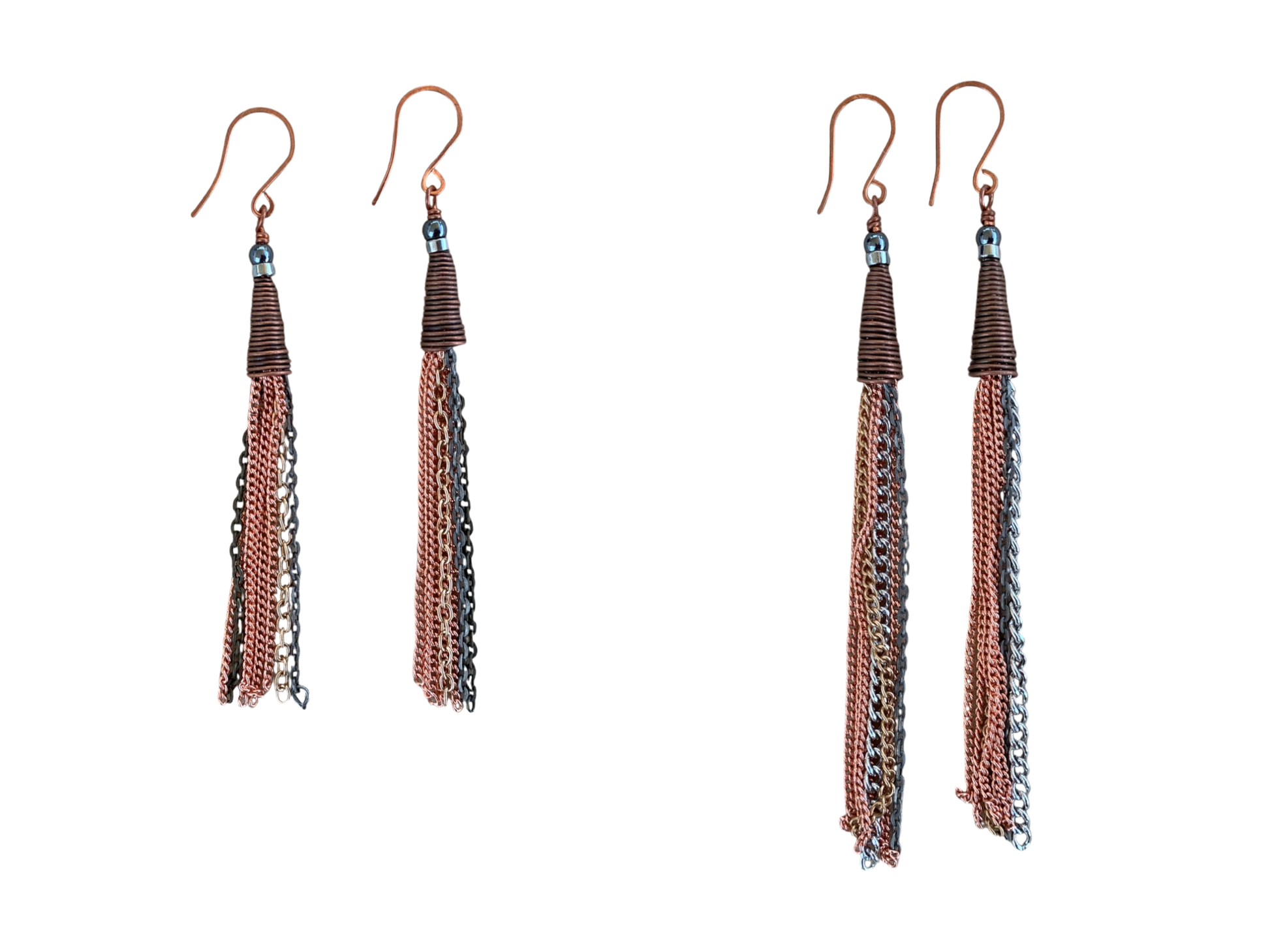 Mixed Metal Chain Fringe Earrings