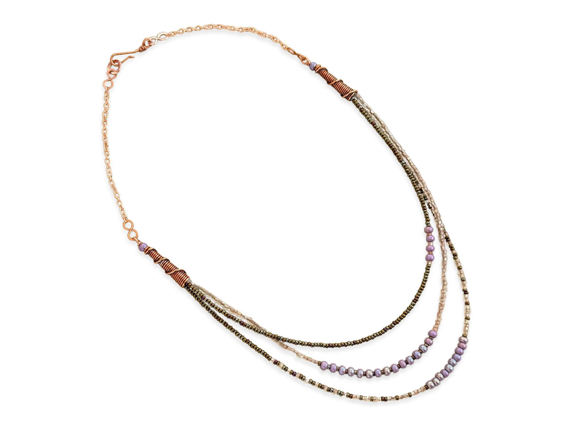Purple Multi Strand Beaded Necklace