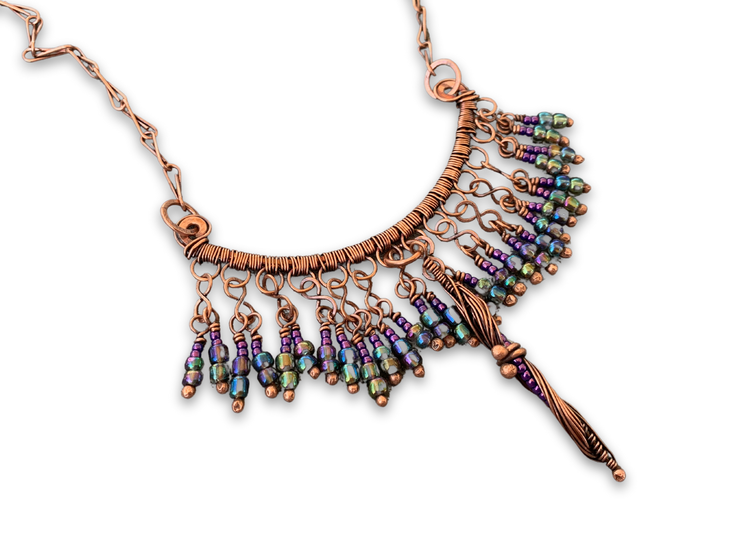 Peacock Fringe Necklace