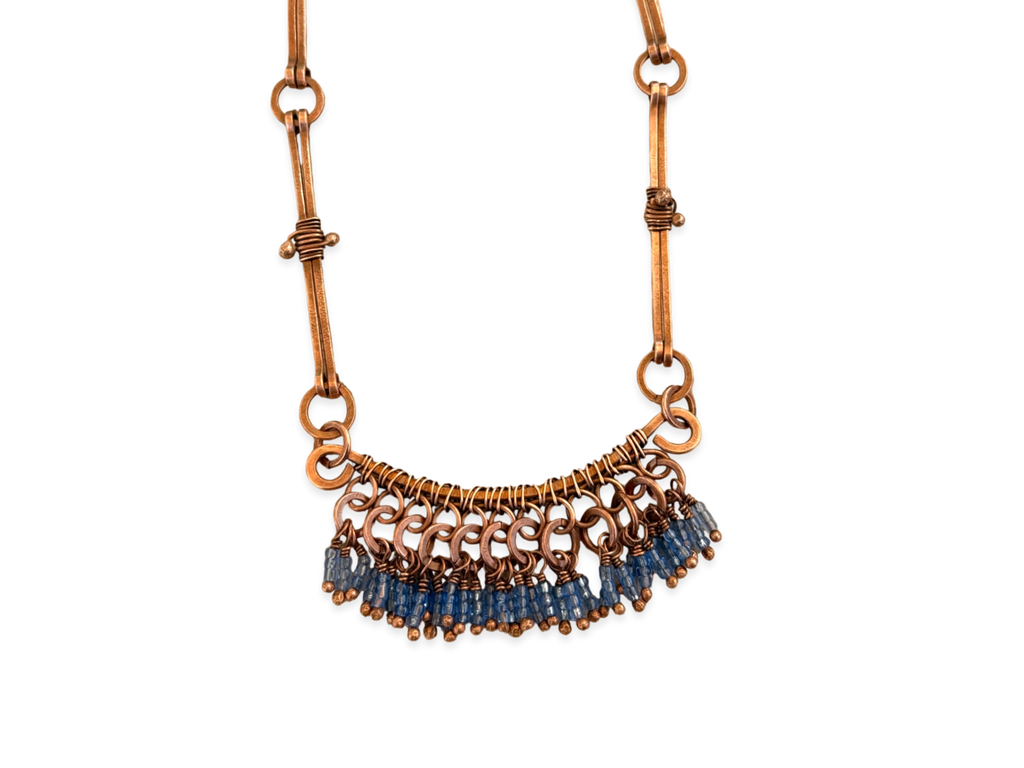 Blue Bone Fringe Necklace