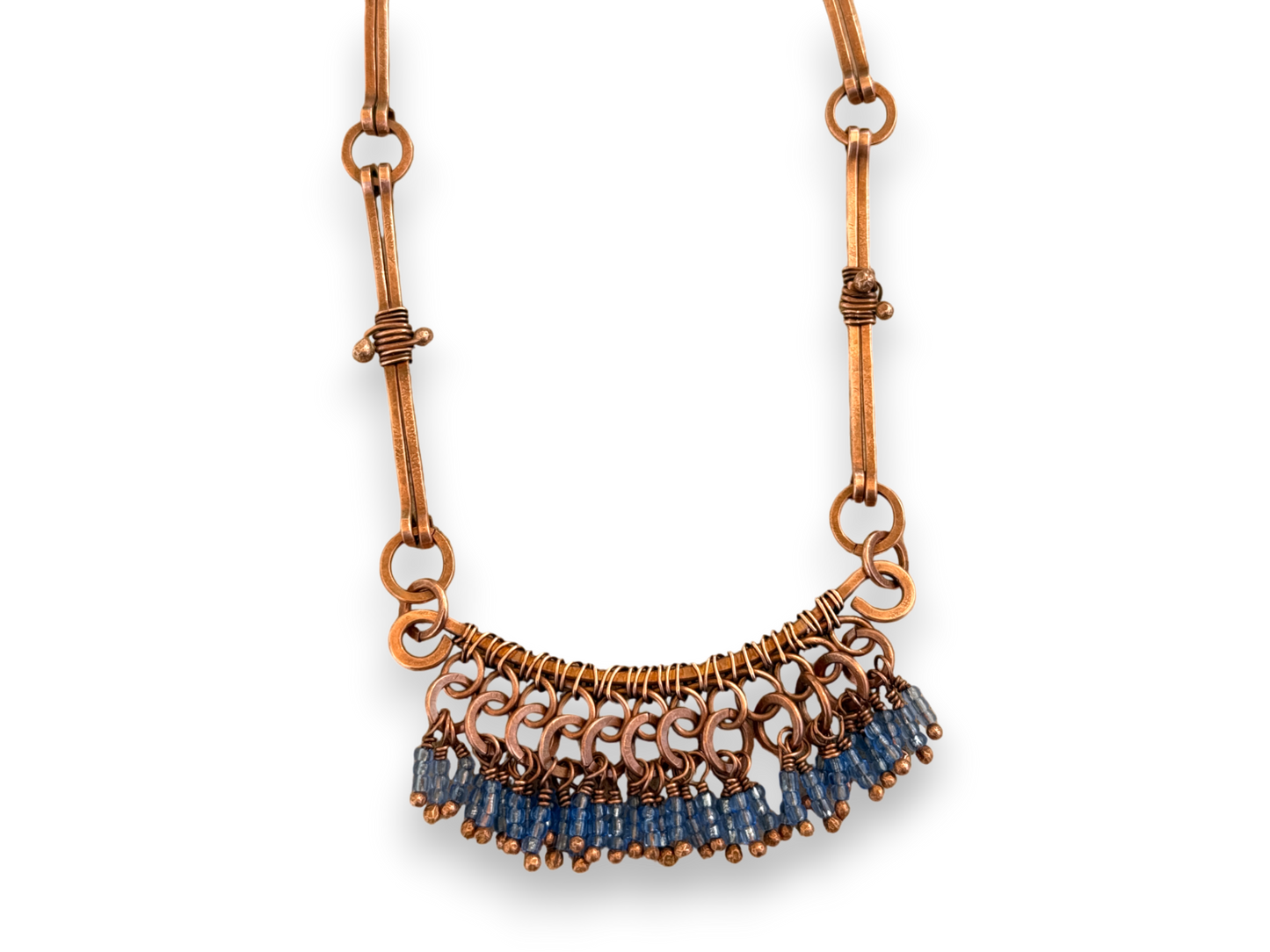 Blue Bone Fringe Necklace