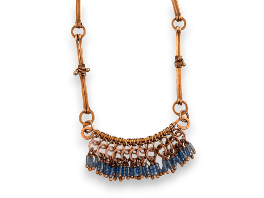 Blue Bone Fringe Necklace