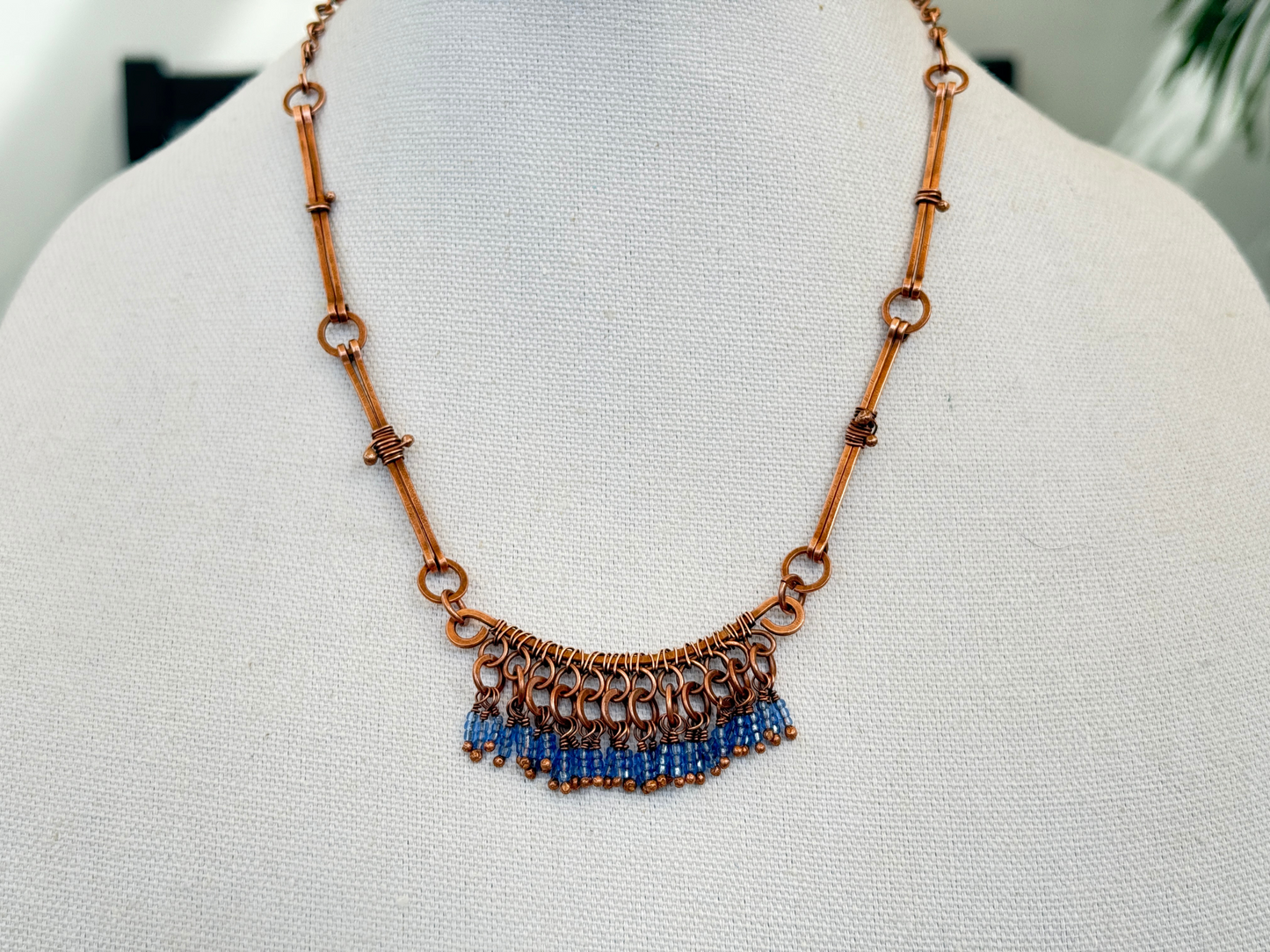 Blue Bone Fringe Necklace