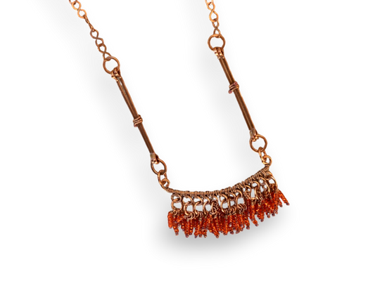 Orange Bone Fringe Necklace