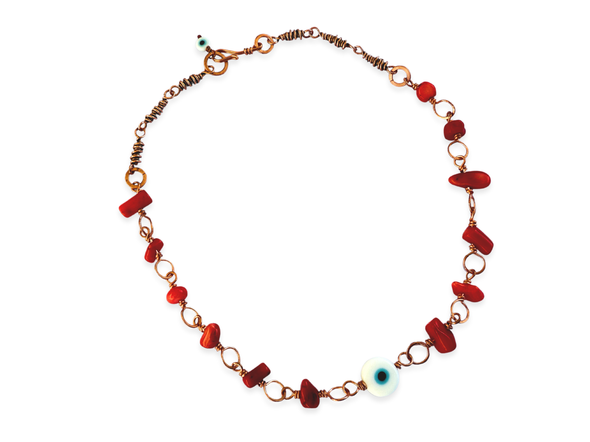 Coral Evil Eye Choker