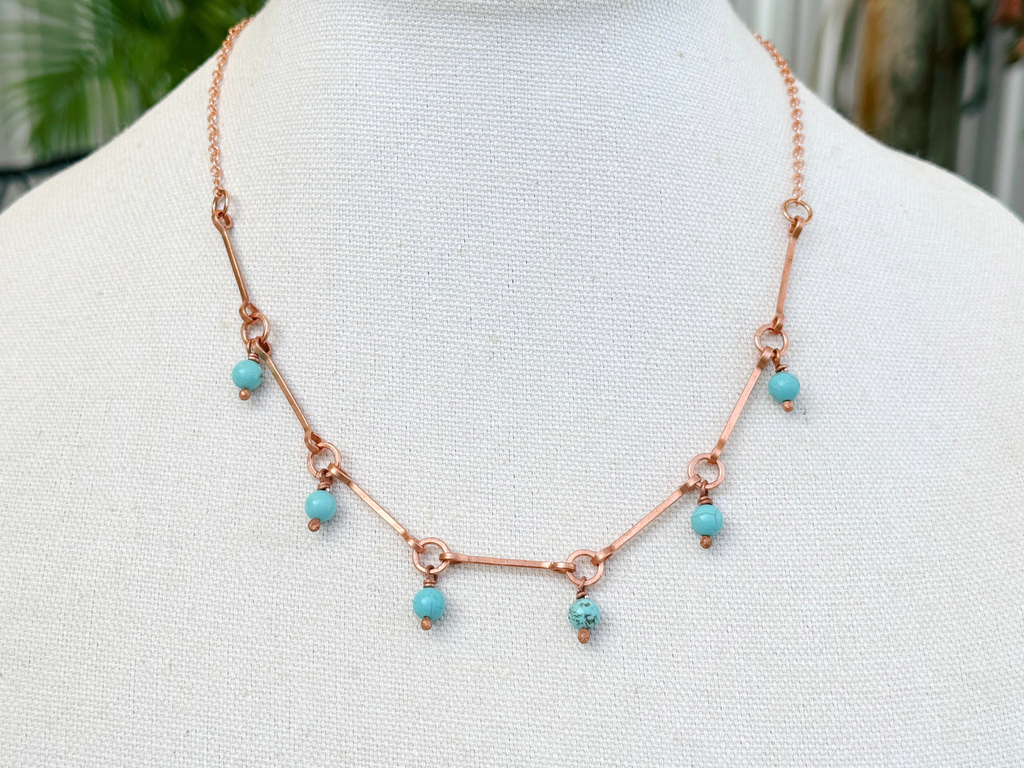 Turquoise Drops Charm Necklace